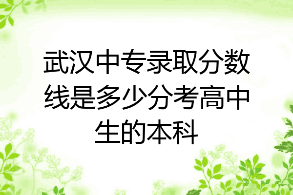 武汉中专录取分数线是多少分考高中生的本科