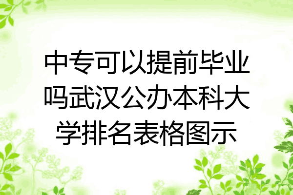 中专可以提前毕业吗武汉公办本科大学排名表格图示