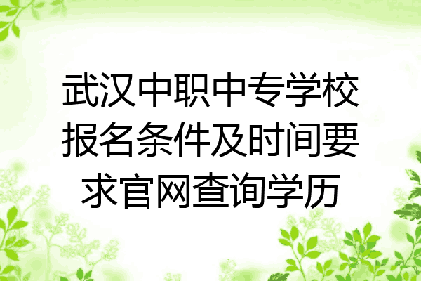 武汉中职中专学校报名条件及时间要求官网查询学历