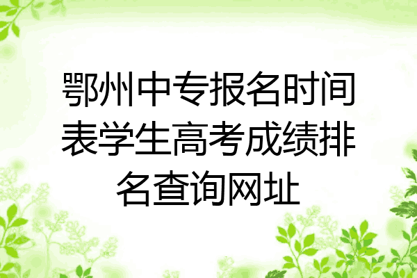 鄂州中专报名时间表学生高考成绩排名查询网址