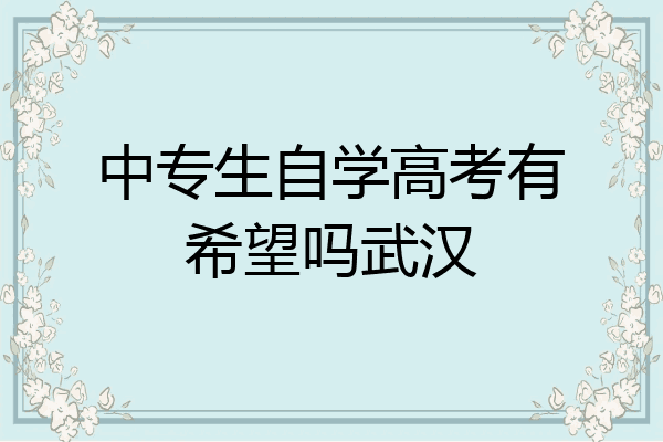 中专生自学高考有希望吗武汉