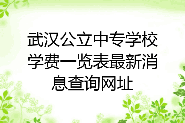 武汉公立中专学校学费一览表最新消息查询网址