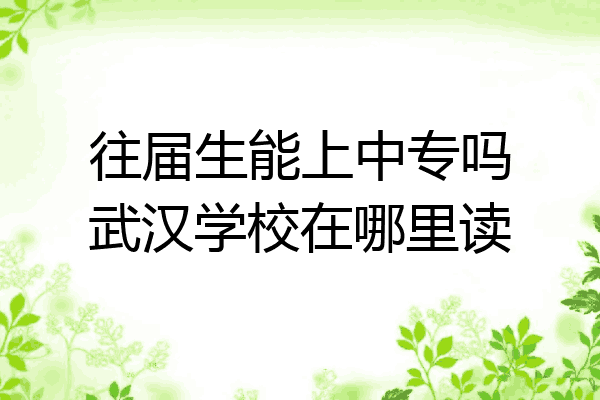 往届生能上中专吗武汉学校在哪里读