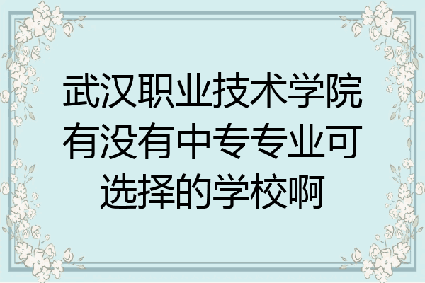武汉职业技术学院有没有中专专业可选择的学校啊