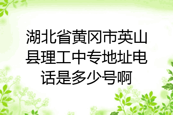 湖北省黄冈市英山县理工中专地址电话是多少号啊