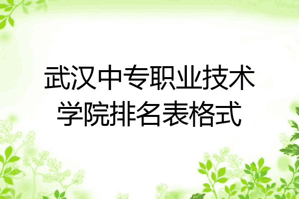 武汉中专职业技术学院排名表格式