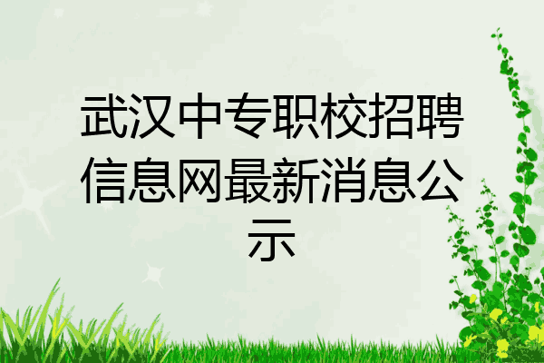武汉中专职校招聘信息网最新消息公示