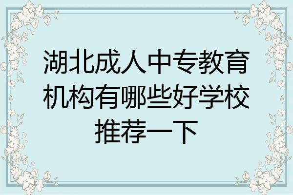 湖北成人中专教育机构有哪些好学校推荐一下