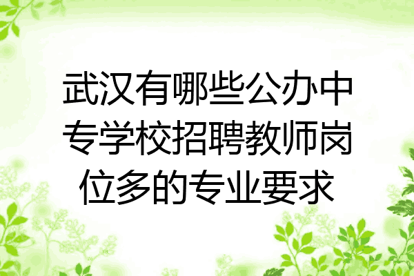 武汉有哪些公办中专学校招聘教师岗位多的专业要求