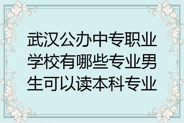 武汉公办中专职业学校有哪些专业男生可以读本科专业