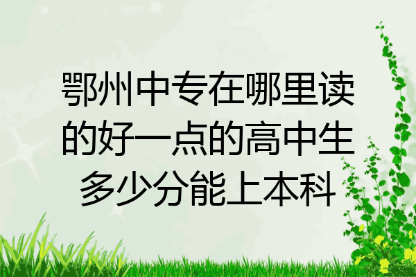 鄂州中专在哪里读的好一点的高中生多少分能上本科