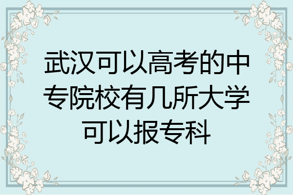 武汉可以高考的中专院校有几所大学可以报专科