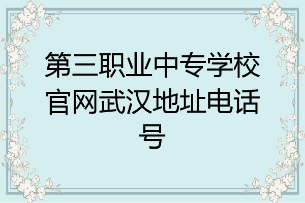 第三职业中专学校官网武汉地址电话号