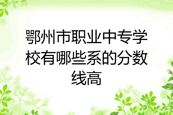 鄂州市职业中专学校有哪些系的分数线高