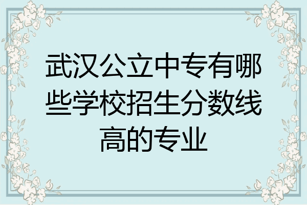 武汉公立中专有哪些学校招生分数线高的专业