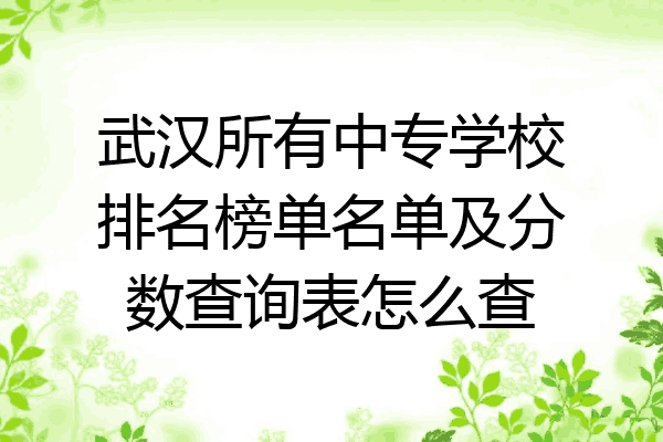 武汉所有中专学校排名榜单名单及分数查询表怎么查