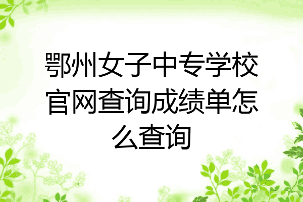 鄂州女子中专学校官网查询成绩单怎么查询