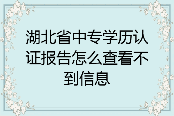 湖北省中专学历认证报告怎么查看不到信息
