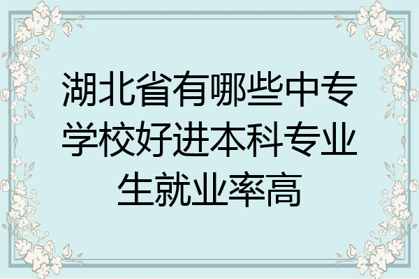 湖北省有哪些中专学校好进本科专业生就业率高