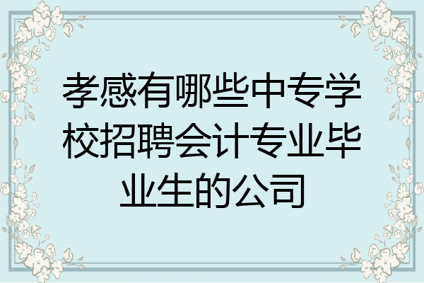 孝感有哪些中专学校招聘会计专业毕业生的公司