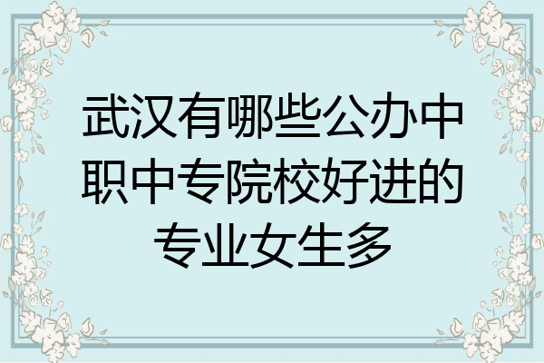 武汉有哪些公办中职中专院校好进的专业女生多
