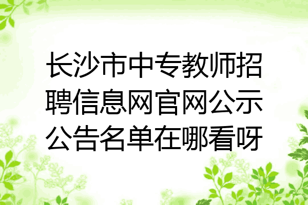 长沙市中专教师招聘信息网官网公示公告名单在哪看呀