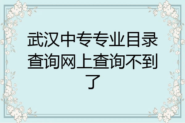 武汉中专专业目录查询网上查询不到了