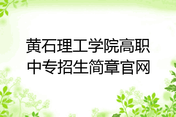 黄石理工学院高职中专招生简章官网