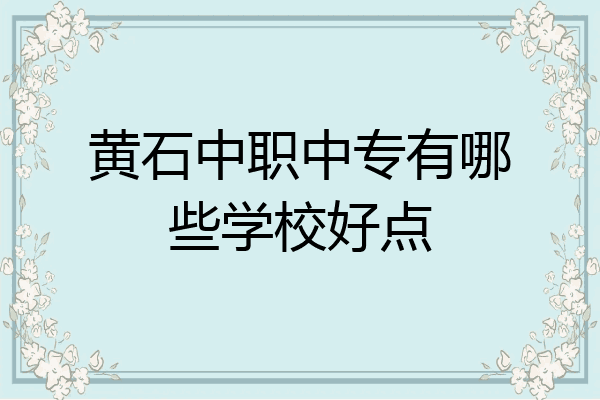 黄石中职中专有哪些学校好点