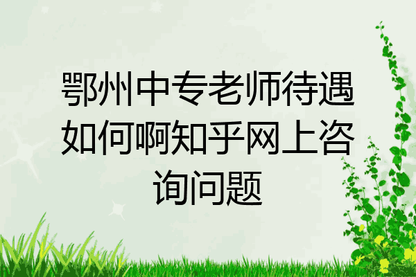 鄂州中专老师待遇如何啊知乎网上咨询问题