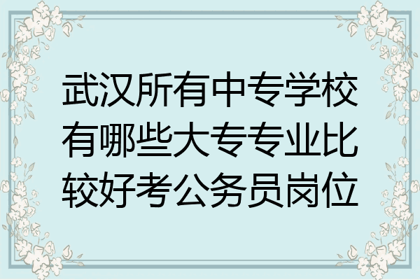 武汉所有中专学校有哪些大专专业比较好考公务员岗位