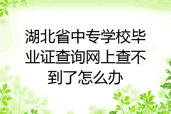 湖北省中专学校毕业证查询网上查不到了怎么办