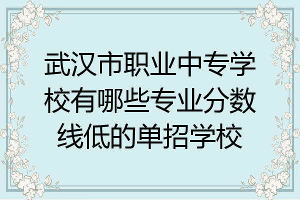 武汉市职业中专学校有哪些专业分数线低的单招学校