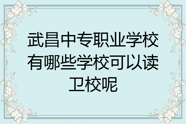 武昌中专职业学校有哪些学校可以读卫校呢