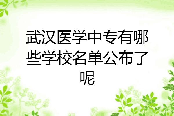 武汉医学中专有哪些学校名单公布了呢