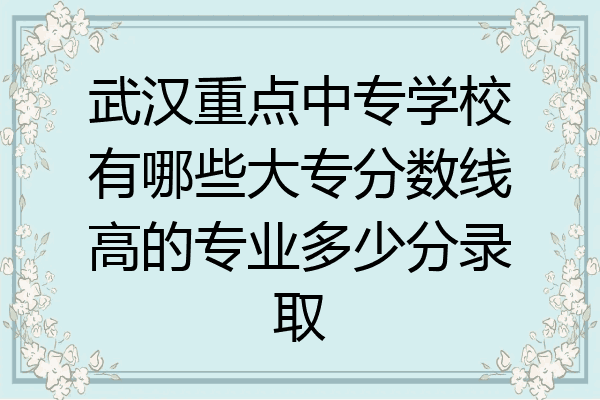武汉重点中专学校有哪些大专分数线高的专业多少分录取
