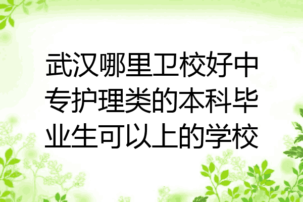 武汉哪里卫校好中专护理类的本科毕业生可以上的学校