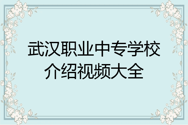 武汉职业中专学校介绍视频大全