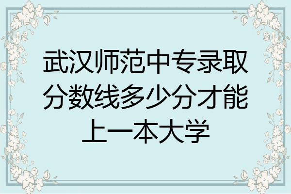 武汉师范中专录取分数线多少分才能上一本大学