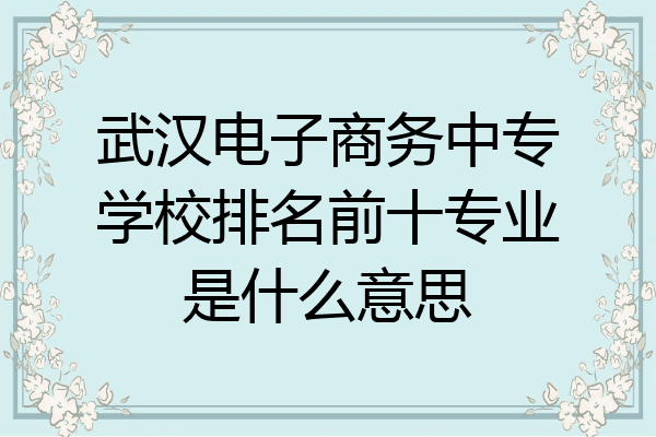 武汉电子商务中专学校排名前十专业是什么意思