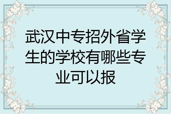 武汉中专招外省学生的学校有哪些专业可以报
