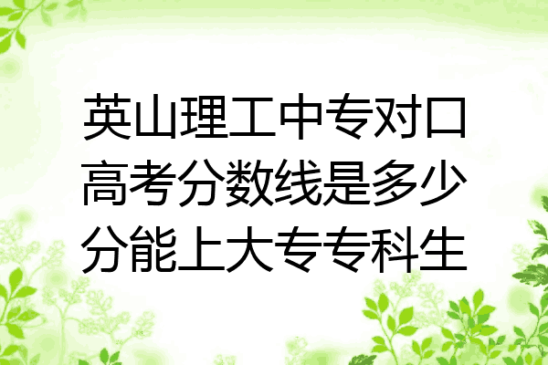 英山理工中专对口高考分数线是多少分能上大专专科生