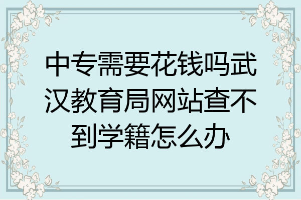 中专需要花钱吗武汉教育局网站查不到学籍怎么办
