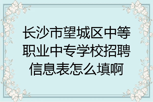 长沙市望城区中等职业中专学校招聘信息表怎么填啊