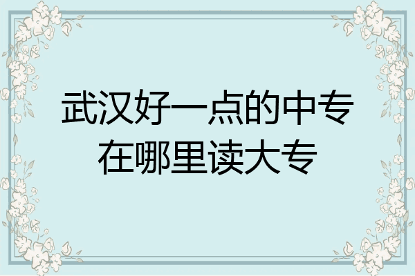武汉好一点的中专在哪里读大专