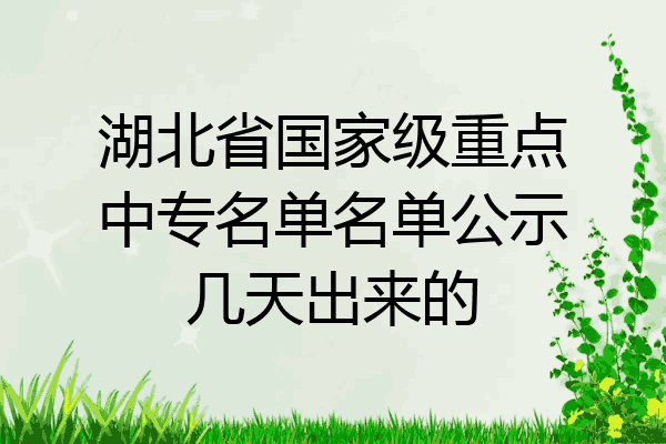 湖北省国家级重点中专名单名单公示几天出来的