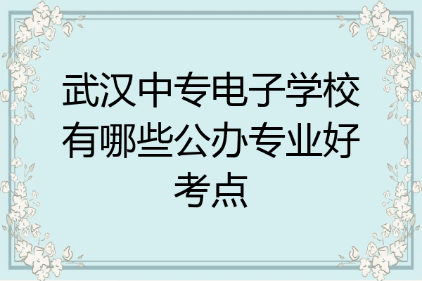 武汉中专电子学校有哪些公办专业好考点