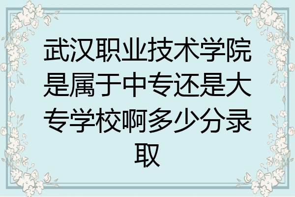 武汉职业技术学院是属于中专还是大专学校啊多少分录取