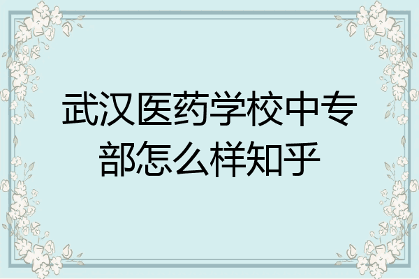 武汉医药学校中专部怎么样知乎