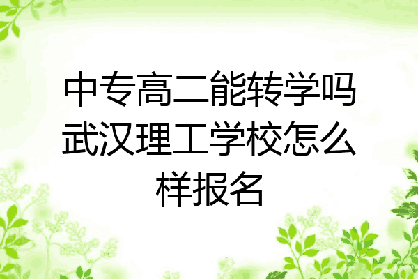 中专高二能转学吗武汉理工学校怎么样报名